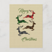 Burlap Plaid Kerstmis rendier postkaart (Voorkant)