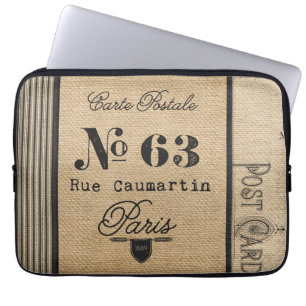 Burlap  Postage Frans land Laptop Sleeve