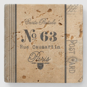 Burlap Postage Frans land Stenen Onderzetter