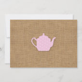Burlap Princess Tea Party Pink Birthday Invite Kaart (Achterkant)