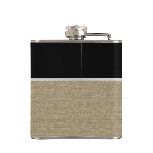 Burlap Print en Monogram Heupfles (Achterkant)