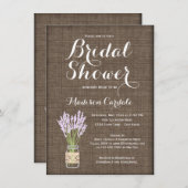 Burlap Print Mason Jar Bridal Shower-uitnodigingen Kaart (Voorkant / Achterkant)