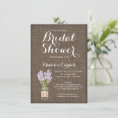 Burlap Print Mason Jar Bridal Shower-uitnodigingen Kaart (Staand voorkant)