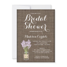 Burlap Print Mason Jar Bridal Shower-uitnodigingen
