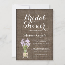 Burlap Print Mason Jar Bridal Shower-uitnodigingen Kaart