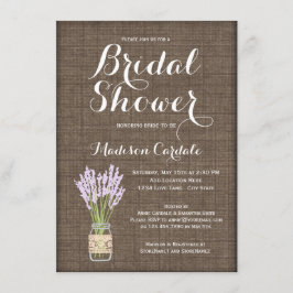 Burlap Print Mason Jar Bridal Shower-uitnodigingen Kaart