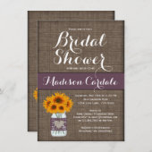 Burlap Print Mason Jar Bridal Shower-uitnodigingen Kaart (Voorkant / Achterkant)