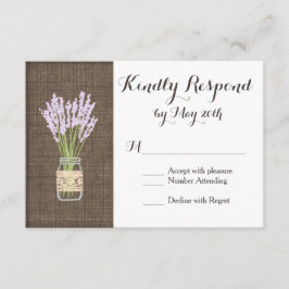 Burlap Print Mason Jar Rustic Wedding RSVP-kaarten RSVP Kaartje