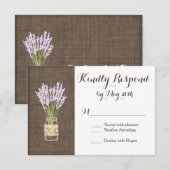 Burlap Print Mason Jar Rustic Wedding RSVP-kaarten RSVP Kaartje (Voorkant / Achterkant)