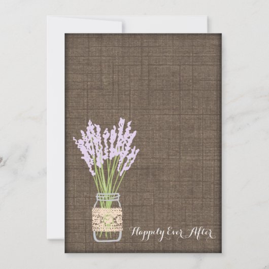 Burlap Print Mason Jar rustieke bruiloft uitnodigi Kaart (Achterkant)