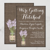 Burlap Print Mason Jar rustieke bruiloft uitnodigi Kaart (Voorkant / Achterkant)