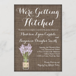 Burlap Print Mason Jar rustieke bruiloft uitnodigi Kaart