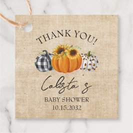 Burlap Pumpkin & Sunflower Baby shower Dank u wel Bedankjes Labels