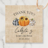 Burlap Pumpkin & Sunflower Baby shower Dank u wel Bedankjes Labels (Achterkant)