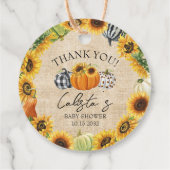 Burlap Pumpkin & Sunflower Baby shower Dank u wel Bedankjes Labels (Achterkant)