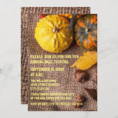 Burlap & Pumpkins - Herfst Party Invitation Kaart (Voorkant / Achterkant)