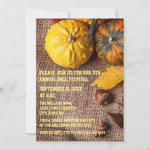 Burlap & Pumpkins - Herfst Party Invitation Kaart