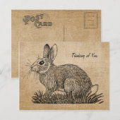 Burlap  Rabbit Thinking of You Briefkaart (Voorkant / Achterkant)