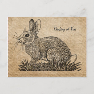 Burlap Rabbit Thinking of You Briefkaart