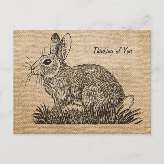 Burlap  Rabbit Thinking of You Briefkaart (Voorkant)