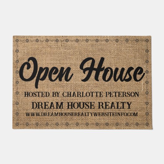 Burlap Real Estate Agent Realtor Open House Deurmat (Voorkant)