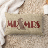 Burlap red de heer mrs bruiloft decoratieve kussen (Deken)