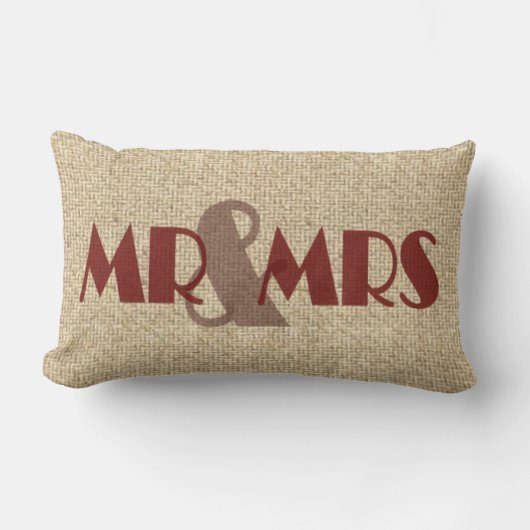 Burlap red de heer mrs bruiloft decoratieve kussen (Voorkant)
