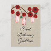 Burlap Red Floral Mason Jar Veiligheidsmaatregelen Informatiekaartje (Voorkant)