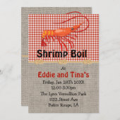 Burlap Red Gingham Shrimp Boil Kaart (Voorkant / Achterkant)