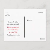 Burlap Red Heart Valentijn Wedding Save Briefkaart (Achterkant)