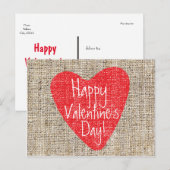 Burlap Red Heart Valentijnsdag Mailer Briefkaart (Voorkant / Achterkant)