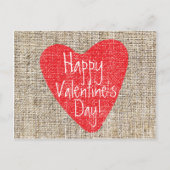 Burlap Red Heart Valentijnsdag Mailer Briefkaart (Voorkant)