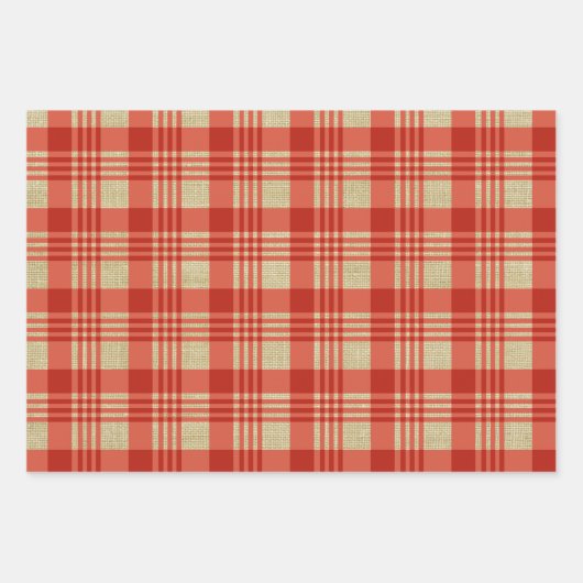 Burlap Red Pset Inpakpapier Vel (Voorkant 3)
