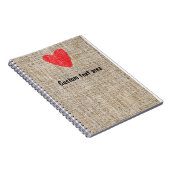 Burlap Red Stamp Heart Valentijn Notitieboek Journ (Rechterzijde)