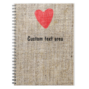Burlap Red Stamp Heart Valentijn Notitieboek Journ