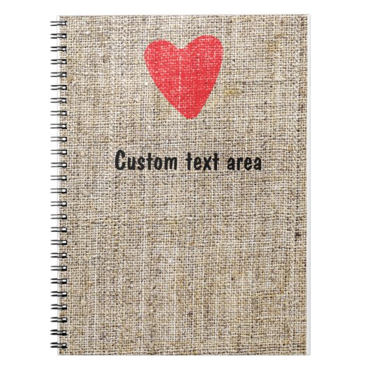 Burlap Red Stamp Heart Valentijn Notitieboek Journ (Voorkant)