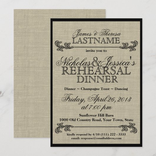 Burlap repetitiediner kaart (Voorkant / Achterkant)