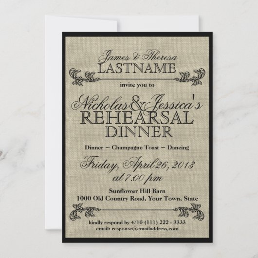 Burlap repetitiediner kaart (Voorkant)