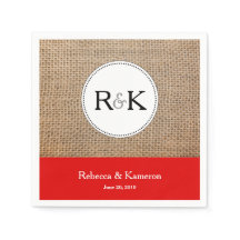 Burlap & Rood Monogrammed Bruiloft