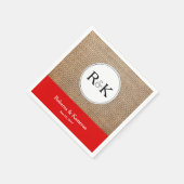 Burlap & Rood Monogrammed Bruiloft Servet (Hoek)