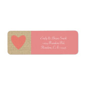 Burlap roze, aangepaste retouradreslabels etiket (Voorkant)