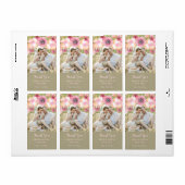 Burlap roze bloemenfoto trouwlabel etiket (Full Sheet)