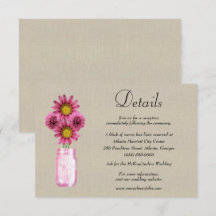 Burlap roze Floral Mason Jar Wedding Details