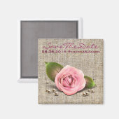 burlap roze roos rustige lente bruiloft magneet (Voorkant / Achterkant)
