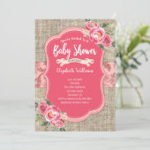 Burlap roze Waterverf Flowers Girl Baby shower Kaart (Staand voorkant)