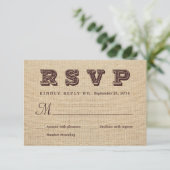 Burlap RSVP Rustic Wedding Reply Kaartje (Staand voorkant)
