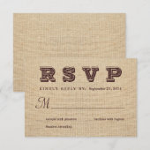 Burlap RSVP Rustic Wedding Reply Kaartje (Voorkant / Achterkant)
