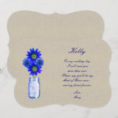 Burlap Rustic Blue Mason Jar Maid of Honor Kaart (Voorkant / Achterkant)