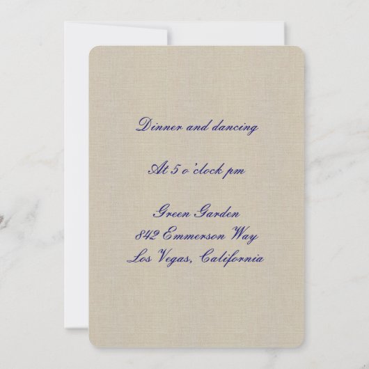 Burlap Rustic Blue Mason Jars Reception Kaart (Achterkant)