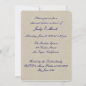 Burlap Rustic Blue Mason Jars Rehearsal Dinner Kaart (Achterkant)